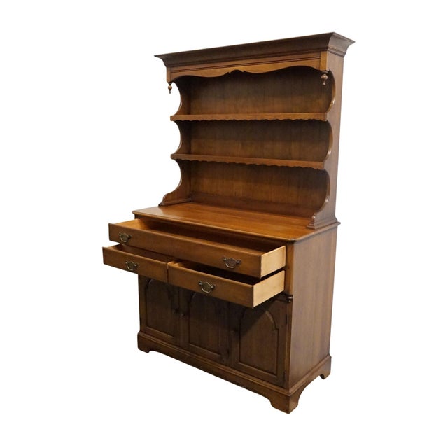 Wood Pennsylvania House Independence Hall Collection Solid Cherry Early American 46" Buffet W. Dutch Cupboard Hutch - Candlelight Finish For Sale - Image 7 of 14