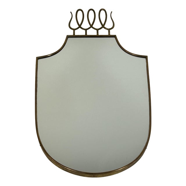 Vintage Mirror with Brass Edge by Gio Ponti, 1950s For Sale
