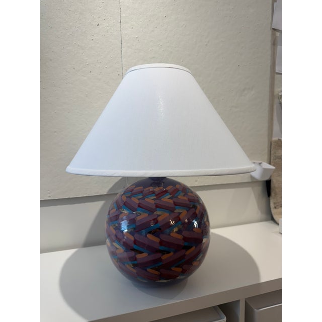 Set of 2 Vintage Hand Painted Patterned Lamps For Sale - Image 4 of 10