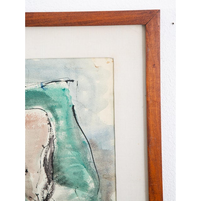 1960s Mid Century Modern Watercolor George Constant Horses Signed Painting Original For Sale - Image 5 of 10