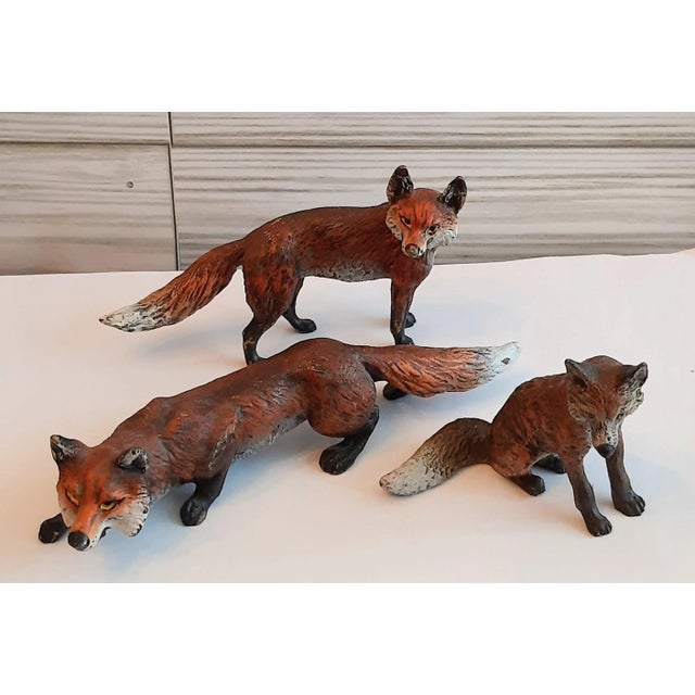 Metal Vintage Austrian Bronze Fox Family Figurines For Sale - Image 7 of 11