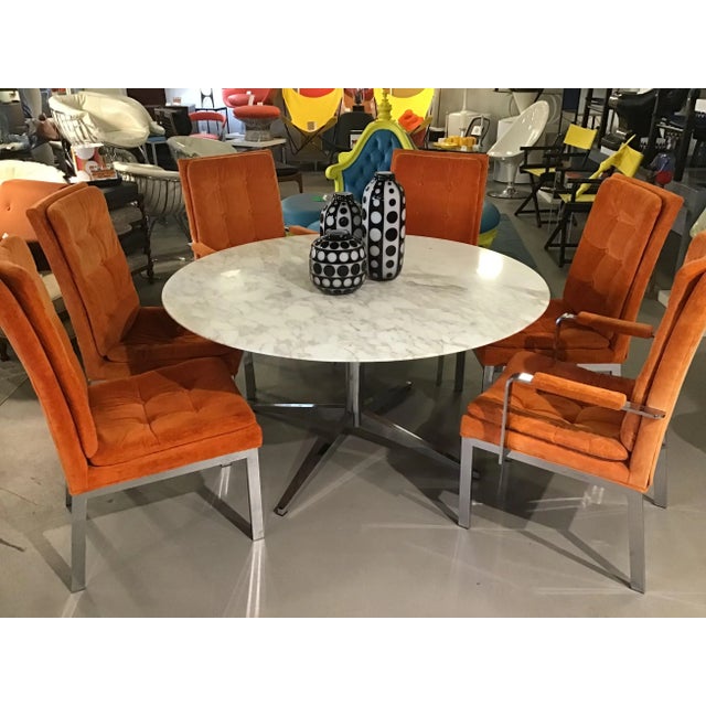 White Mid 20th Century Calacatta Marble Top Dining Table Attributed to Florence Knoll For Sale - Image 8 of 13