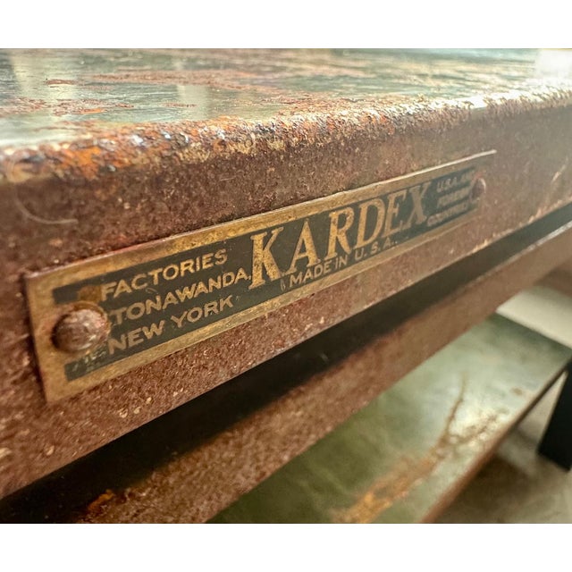 Remington Rand/Kardex Industrial Steel Work Table, C. 1930 For Sale - Image 10 of 14