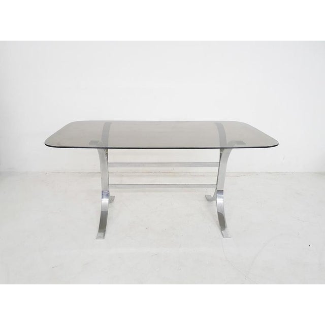 Glass and Chrome Dining Table, 1970s For Sale - Image 3 of 6