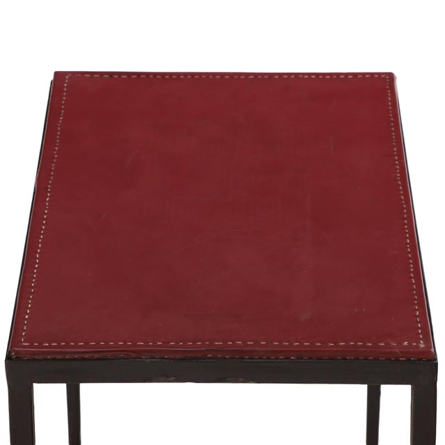Jean-Michel Frank Iron and Leather Side Table in the Manner of Jean-Michel Frank, Contemporary For Sale - Image 4 of 6