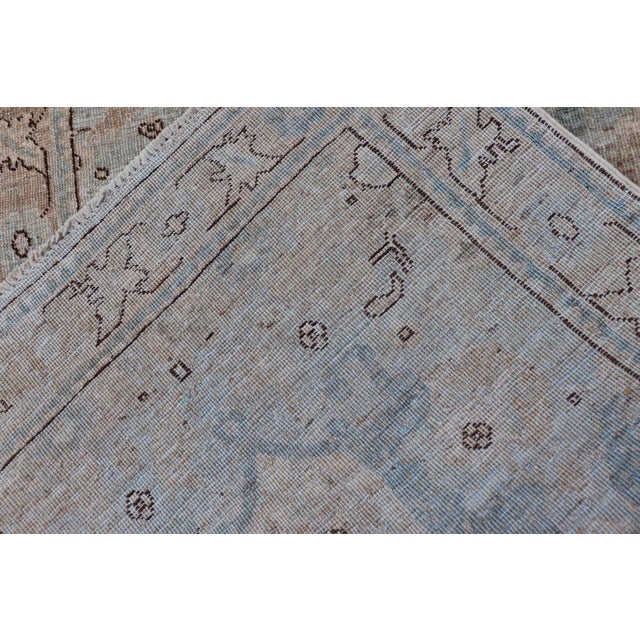 Modern Oushak Rug With Soft Sky Blue and Warm Sand Tones 2'6 X 4'1 For Sale - Image 10 of 11