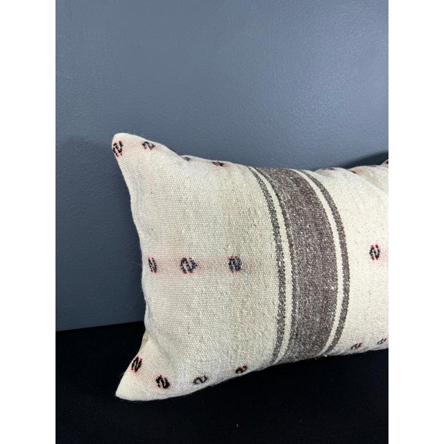Turkish Hemp Pillow Cushion Natural Beige Brown Pillow Cushion Cover 16" x 24" For Sale - Image 4 of 4