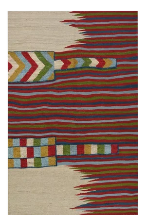 Handwoven Scandinavian Style Persian Kilim Area Rug - 4′1"×6′6″
