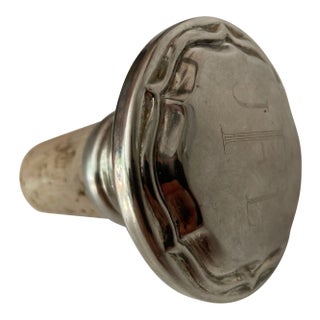 Vintage Silverplate Bottle Stopper With Monogram "Jfl" For Sale