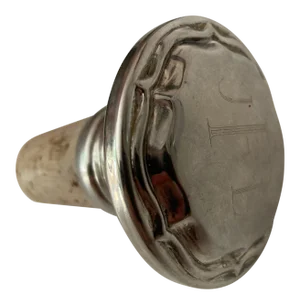 Vintage Silverplate Bottle Stopper With Monogram "Jfl"