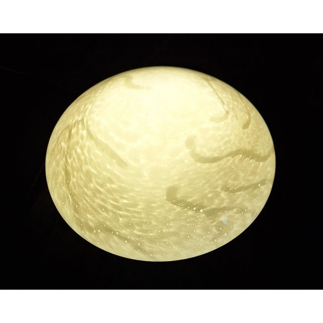 1980s Vintage Ceiling Lamp with White Marbled Glass Shade, 1980s For Sale - Image 5 of 8