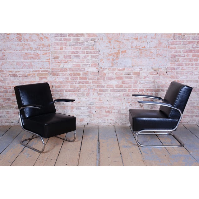 1930s Art Deco Lounge Chairs by W.H.Gispen for Mücke Melder, Czech, 1930s, Set of 2 For Sale - Image 5 of 8