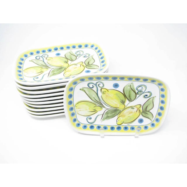 Ceramisia Italy Ceramic Salad Plates / Small Platters With Lemon Design - Set of 11 For Sale - Image 4 of 12