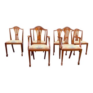 Late 20th Century Federal Style Cherry Carved Dining Chairs- Set of 6 For Sale