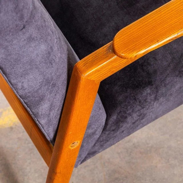 Vintage Grey Lounge Chair with Straight Arms and Top Caps, 1950s For Sale - Image 4 of 9