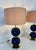 Blue Murano Glass Lamps with Blue Spheres and Ivory Lampshades, Set of 2 For Sale - Image 8 of 9