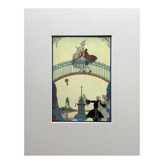 Original George Barbier 1928 Hand-Colored Pochoir Print: ""À La Promenade" For Sale
