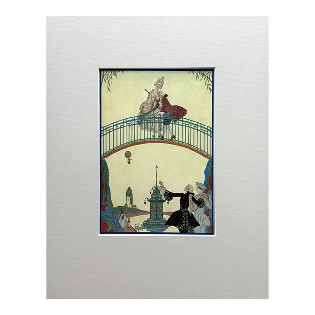 Original George Barbier 1928 Hand-Colored Pochoir Print: ""À La Promenade" For Sale