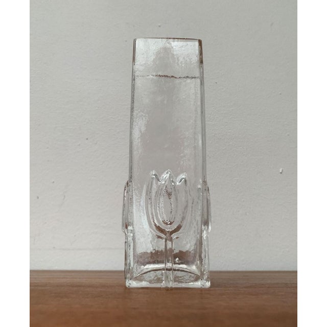 Glass Mid-Century Scandinavian Glass Vase with Flower Motif, 1960s For Sale - Image 7 of 18