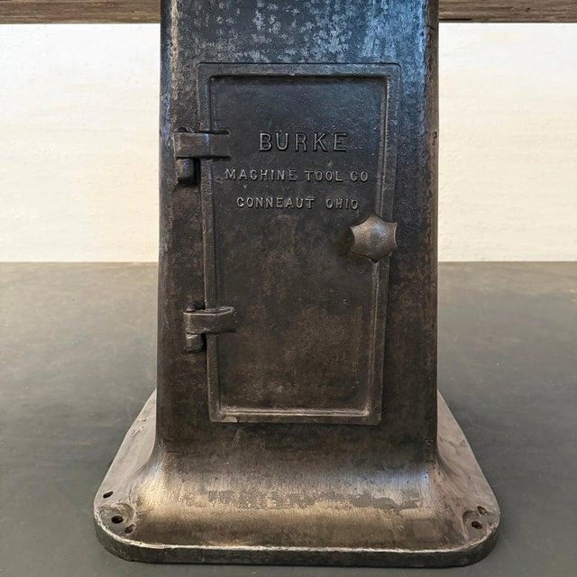 Wood Custom Industrial Maple and Cast Iron Cantilever Table For Sale - Image 7 of 12