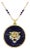 Estate Lapis Enamel 18k Yellow Gold 3D Tiger Head Round Pendant & Chain For Sale