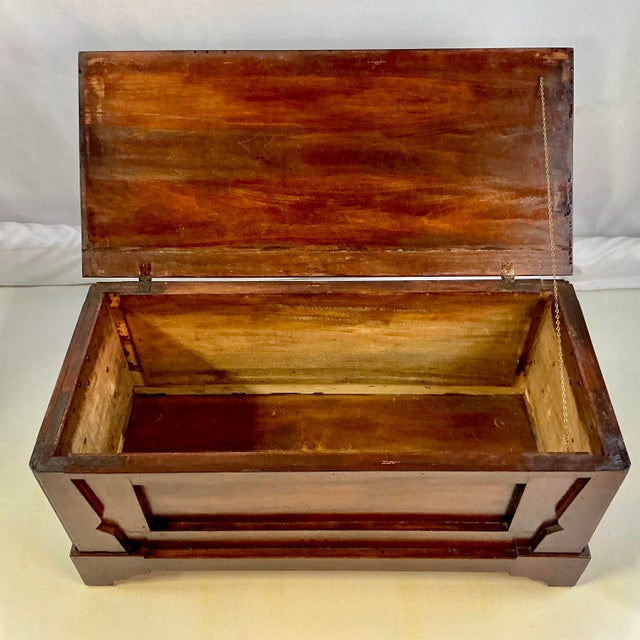 Early 20th C Antique Folk Art Mission Walnut Storage Blanket Chest, Hand Crafted. For Sale - Image 6 of 15