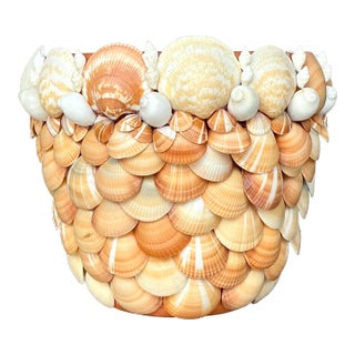 Vintage Coastal Shell Encrusted Planter For Sale