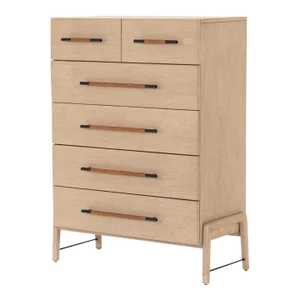 Four Hands Rosedale 6 Drawer Tall Dresser, Yucca Oak Veneer