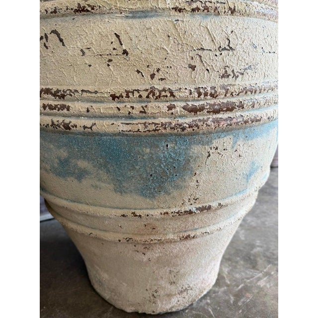 Pair of Large Distressed Mediterranean Style Terracotta Olive Jars With Handles For Sale - Image 9 of 15
