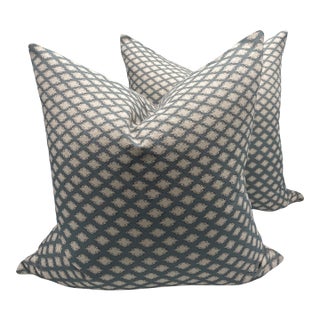 Blue Zac and Fox Matsu Pillows- A Pair For Sale