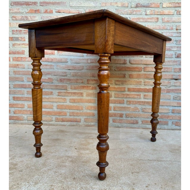 Antique Spanish Turned-Leg Wooden Work Table With Large Drawer For Sale - Image 9 of 10