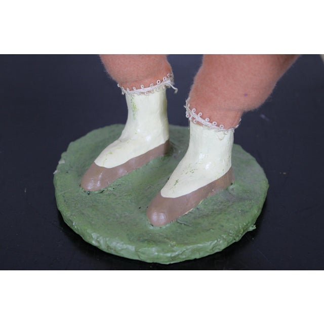 Pink Vintage Original Cody Foster Folk Art Pink Wool Rabbit Easter Bunny For Sale - Image 8 of 13