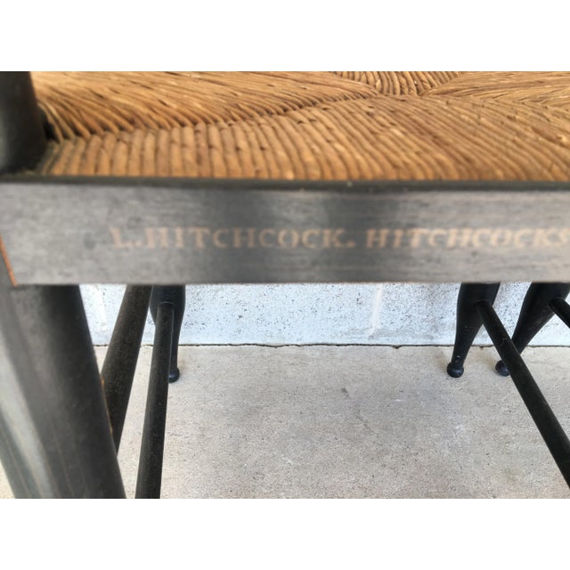 L. Hitchcock Turtle Back Ebonized Rush Bottom Side Chairs - a Pair For Sale - Image 10 of 10