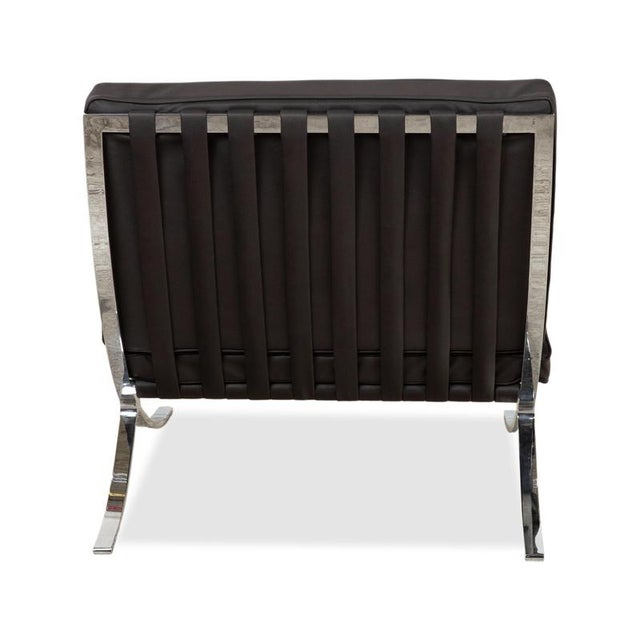 Animal Skin Black Vegan Leather Barcelona Chair by Ludwig Mies van der Rohe for Knoll International For Sale - Image 7 of 10