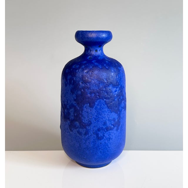Studio Ceramic Art Vase with Blue Lava Glaze by Hartwig Heyne for Hey Keramik, West Germany, 1970s For Sale - Image 16 of 16