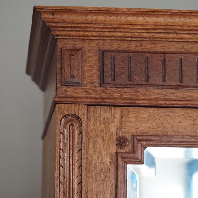 Gründerzeit Oak Wardrobe with Mirror, 1890 For Sale - Image 6 of 18