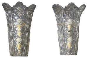 Molded Clear Frosted Murano Glass Wall Lights, 2000s, Set of 2