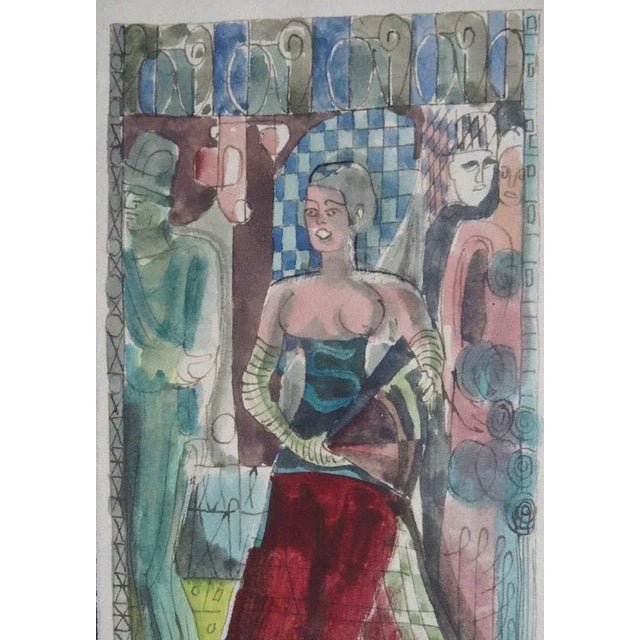 Modern Adolfs Zardins, Archaic Dancer, 1933, Mixed Media on Paper For Sale - Image 3 of 5