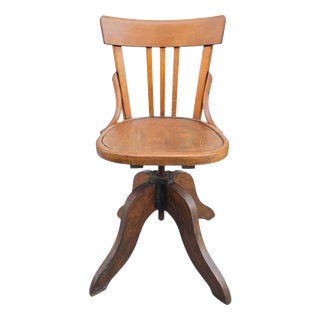 19th Century Oak Ships Swivel Chair with Adjustable Height, 1890 For Sale