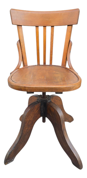 19th Century Oak Ships Swivel Chair with Adjustable Height, 1890