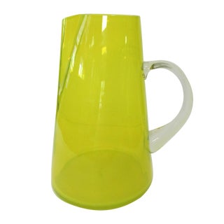 Mid-Century Yellow Glass Pitcher For Sale
