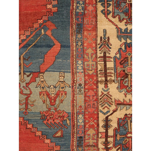 Late 19th Century Antique Persian Serapi Carpet, Handmade Wool Oriental Rug, Ivory Rust Light Blue For Sale - Image 5 of 18
