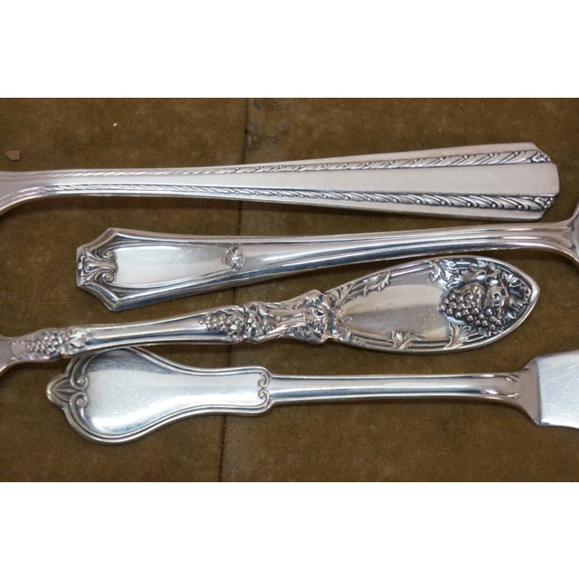Antique Silver Plate Serving Utensils Forks Spoons Meat Fish Cake Knife - Set of 17 For Sale - Image 10 of 14