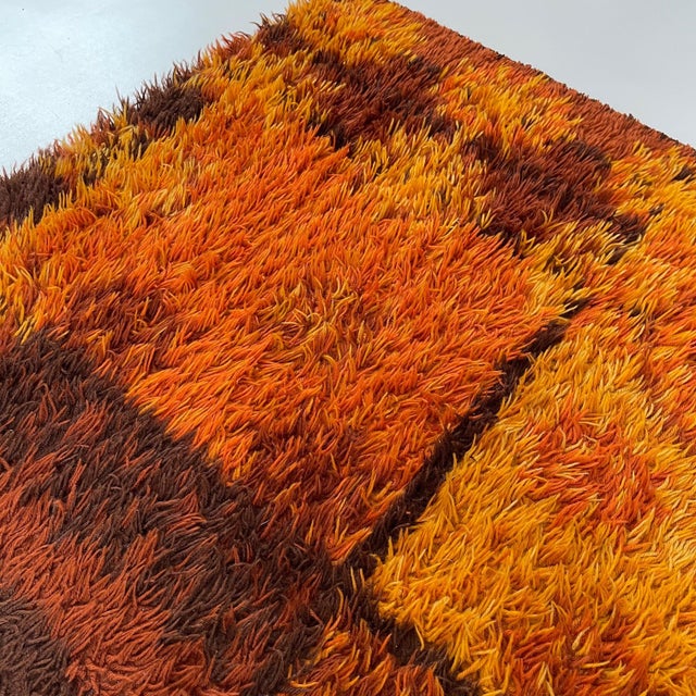 Original Scandinavian Square Pattern Rya Rug from Ege Taepper, Denmark, 1960s For Sale - Image 15 of 18