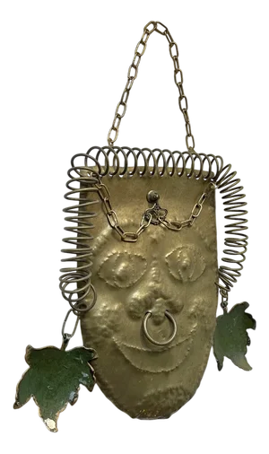 Vintage Brutalist Brass Wall Plaque with Nose and Earrings, 1970s