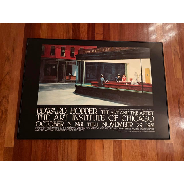 Edward Hopper’s “Nighthawks” Poster - 1981 Framed Lithograph Museum Exhibition Poster, 26.75” x 38.25” Continuous Tone...