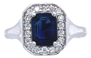 Natural Sapphire Diamond Ring 14k W Gold 1.82 TCW Certified