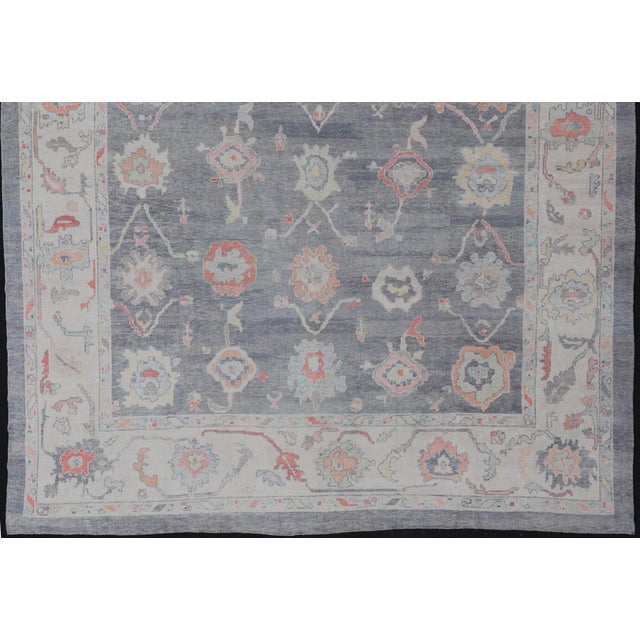 Large Turkish Modern Oushak Rug in Gray and Neutrals and All-Over Design 14'5"x18'0" For Sale - Image 4 of 12