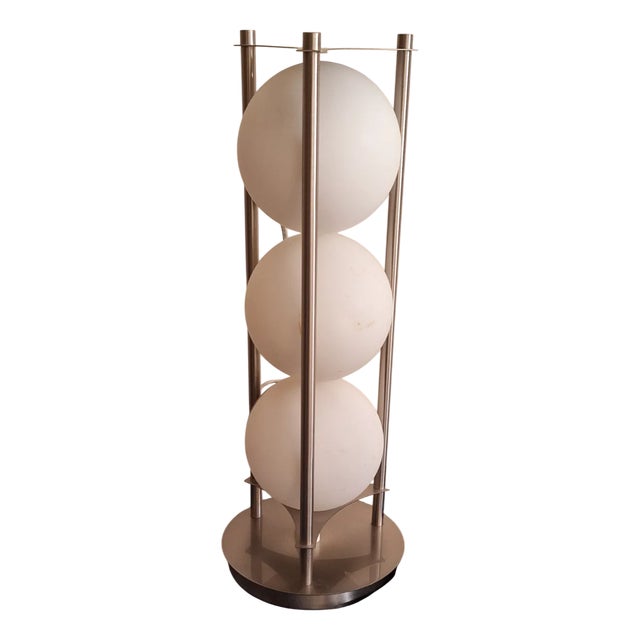 Vintage Metal Table Lamp with White Glass Shades from Cima, 2000s For Sale