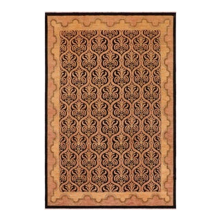 Shabby Chic Ziegler Brown Tan Hand-Knotted Wool Rug - 9'1'' X 11'10'' For Sale